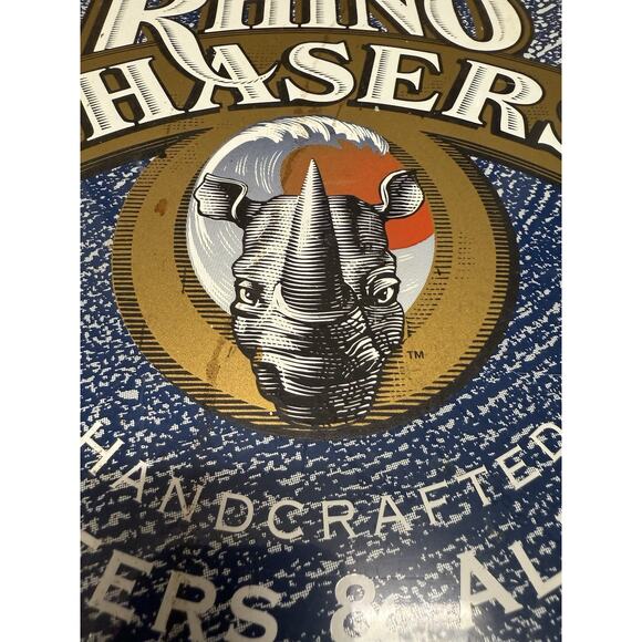 Rhino Chasers Handcrafted Beer & Ales 1996 Tin Beer Sign Vintage Beer Sign - Picture 6 of 10